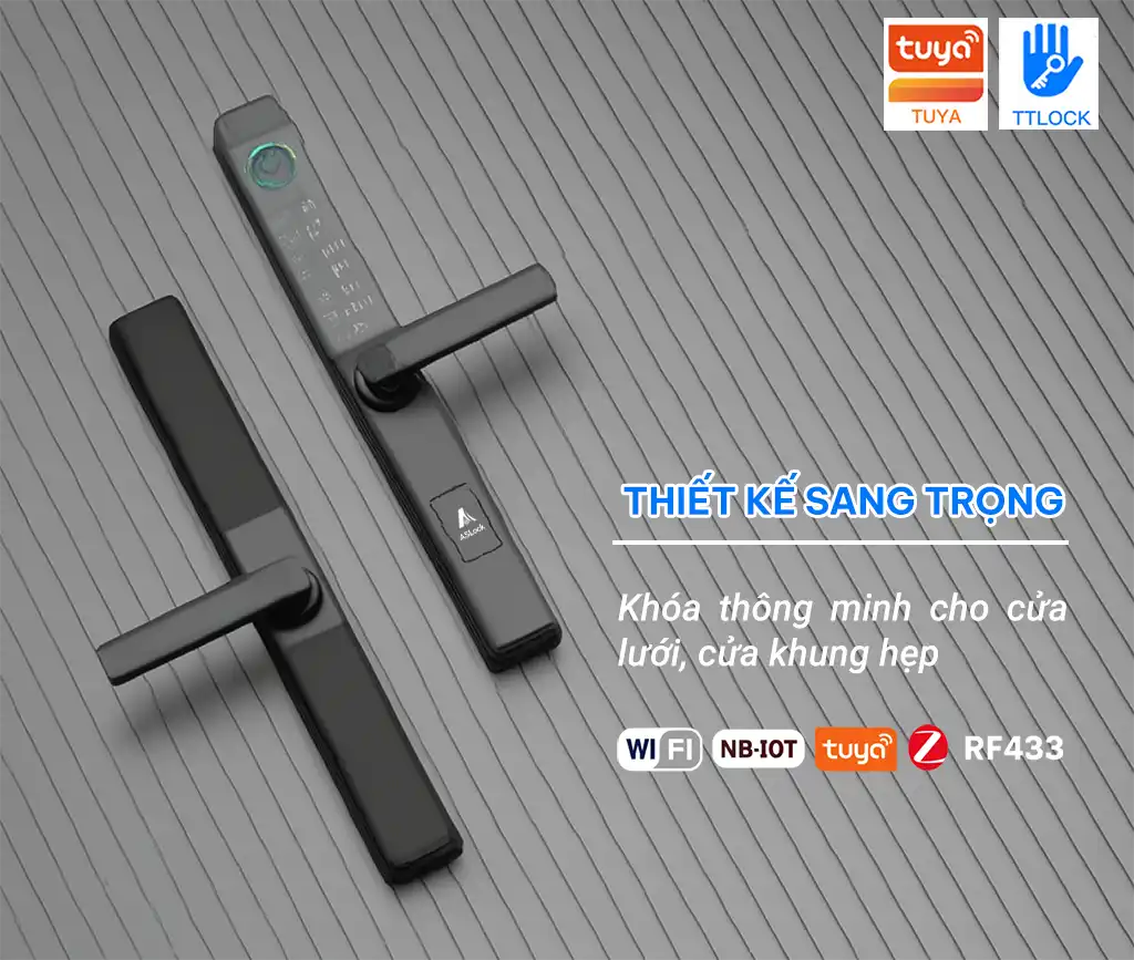 ASLock AN003AO – Khóa vân tay chống nước cho cửa khung hẹp và cửa lưới