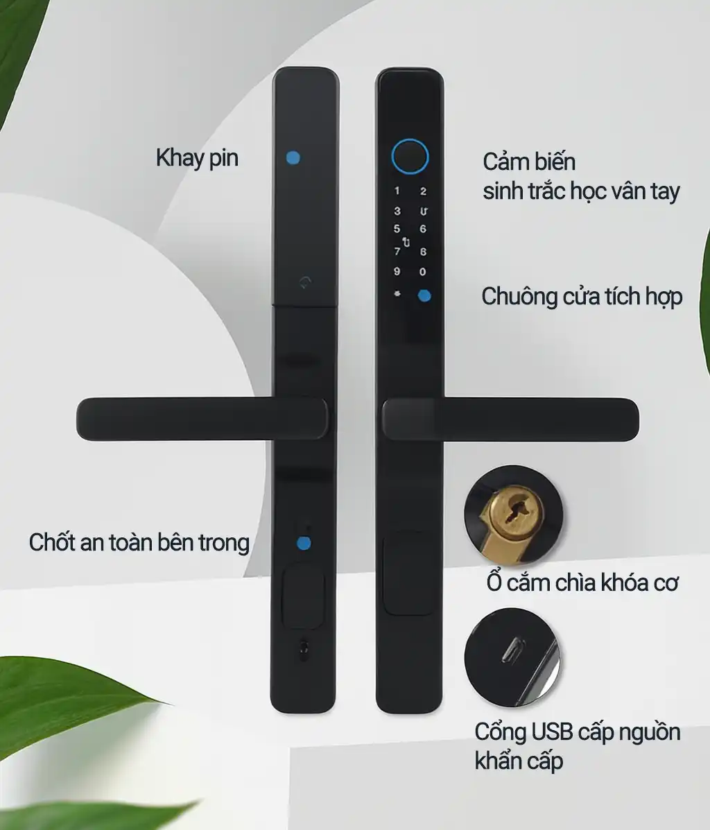 Khóa vân tay cửa nhôm AA271 – Giải pháp bảo mật thông minh cho không gian hiện đại