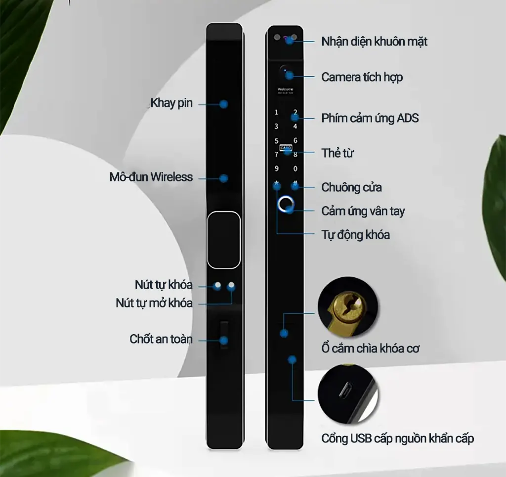 Khóa vân tay nhận diện khuôn mặt AE001 – Giải pháp an ninh toàn diện cho cửa nhôm, cửa gỗ và cửa lùa hiện đại